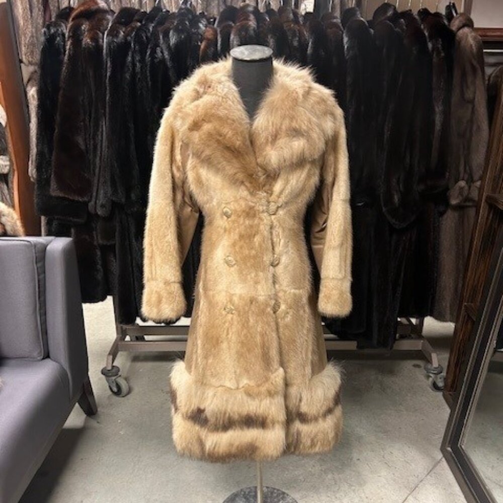 MUSKRAT COAT W/FOX BOTTOM & COLLAR - WAS 3795 - NOW 795 ONLY ! SIZE XS